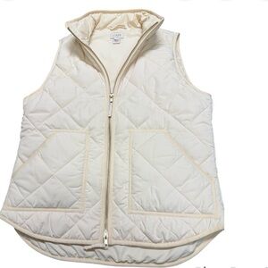 J. Crew Women's Excursion  Cream/ Ivory Quilted Vest Zip Front NWOT SZ S
